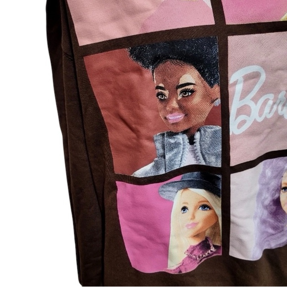Barbie NWT Women's Squares Cozy Graphic Sweatshirt S, Brown Mattel Hybrid - Picture 7 of 16